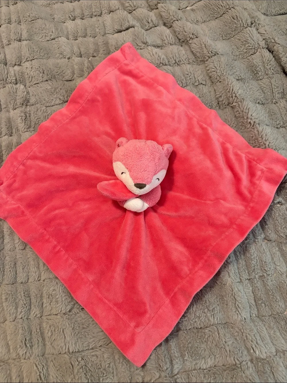 Carter's Coral Pink Fox Lovey Security Blanket